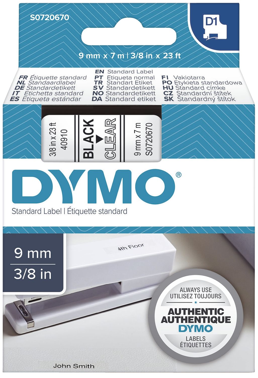 Dymo S0720670  Schriftband 9mm 7m tran/schw