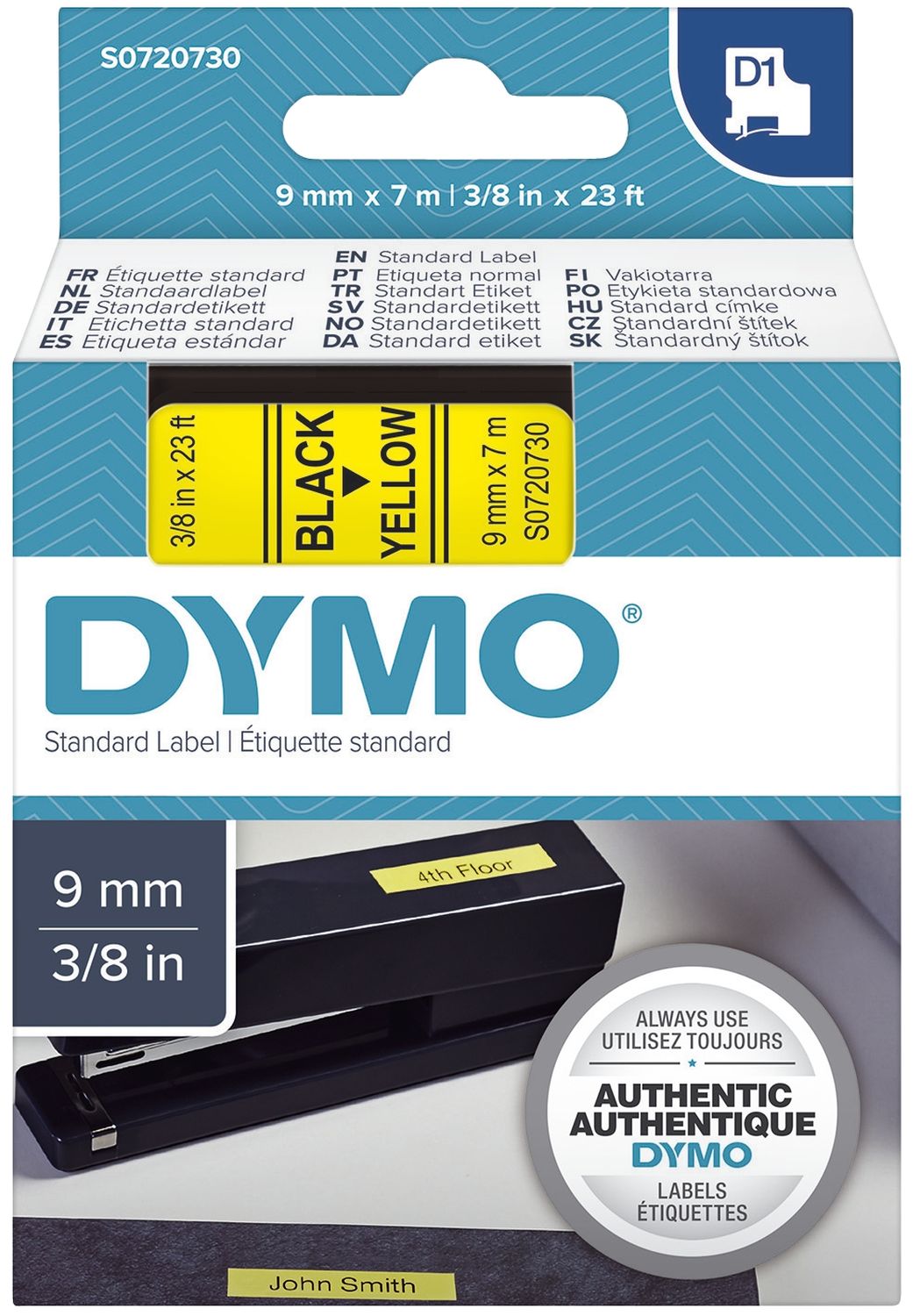 Dymo Schriftband 9mm 7m schawrz/gelb S0720730