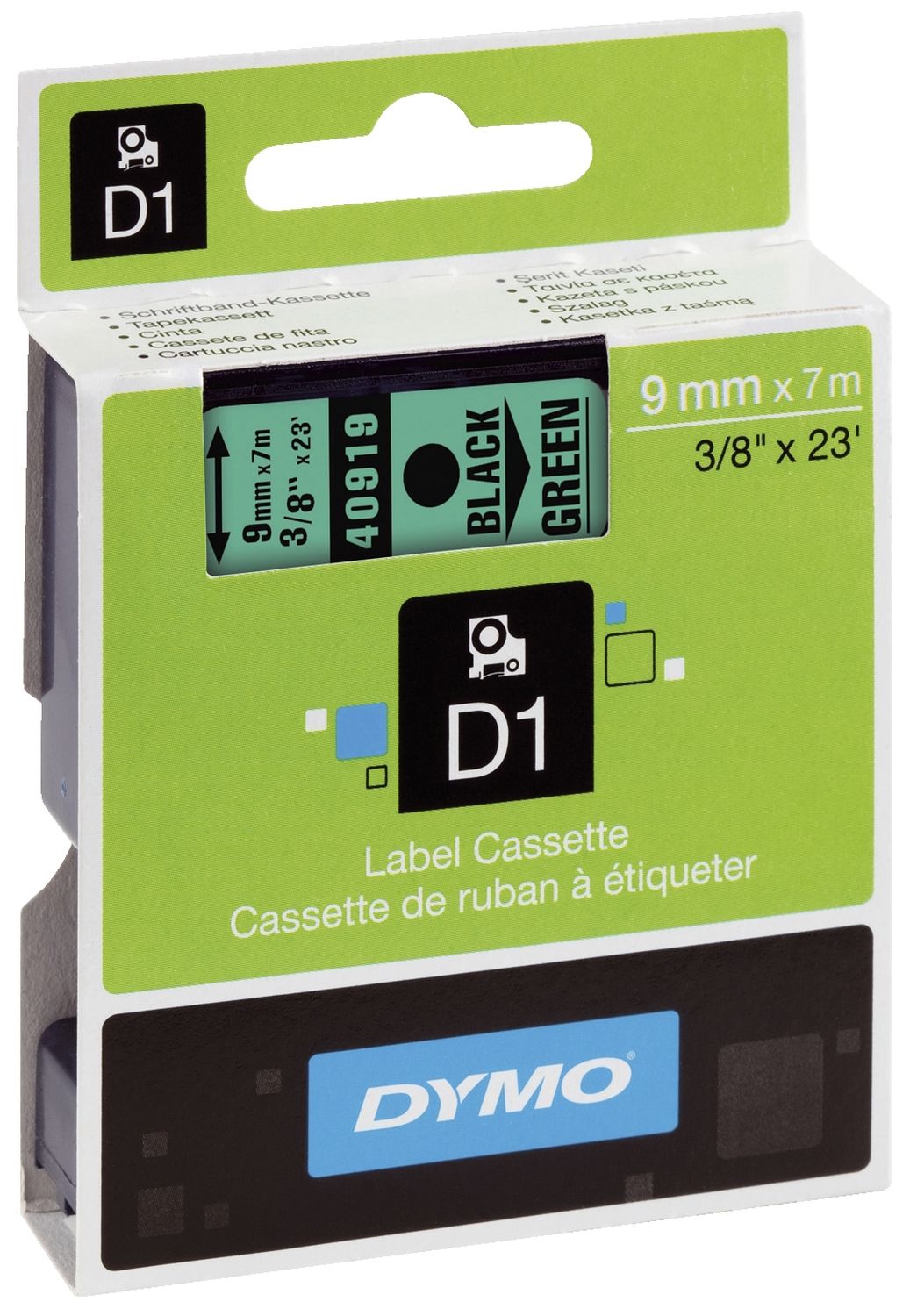 Dymo S0720740 Schriftband 9mmx7m sw/gn