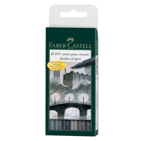 Faber-Castell 167104 Tuschestifte PITT shades of grey VE5