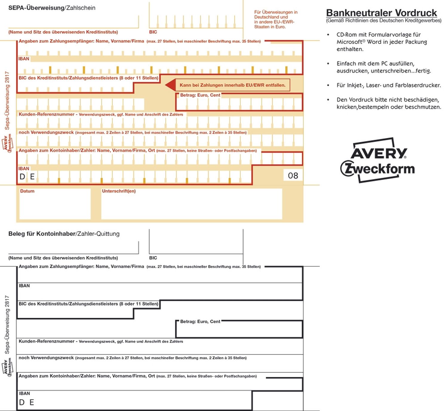 Zweckform Überweisungen