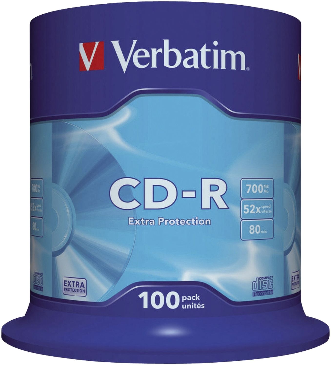 Verbatim CD-R Rohlinge - 700MB/80Min, 52-fach/Spindel, Packung mit 100 Stück