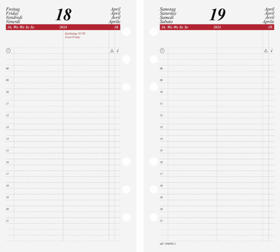 Rido Timing 2 Einlage Tagesplaner - 1 Tag / 1 Seite, 9,3 x 17,2 cm