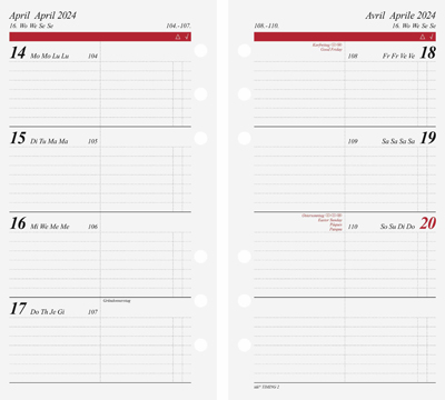 Rido Timing 2 Einlage Wochenplaner - 1 Woche / 2 Seiten, 9,3 x 17,2 cm