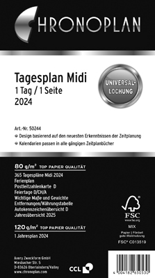 Chronoplan Ersatzkalendarium Tagesplan - Midi, 1 Tag / 1 Seite