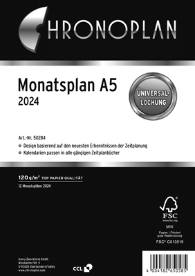 Chronoplan Ersatzkalendarium Monatsplan - A5, 1 Monat / 1 Seite