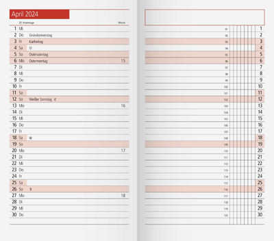Rido Ersatzkalendarium Taschenkalender Modell TM 11 - 1 Monat / 2 Seiten, 8,7 x 15,3 cm