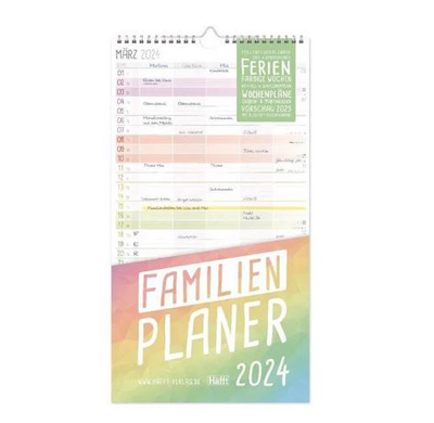 Neutral Familienplaner Rainbow 2024 5Spalten 22.5x42cm