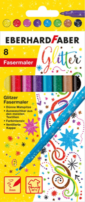 Faserschreiberetui 8ST Glitzer sortiert