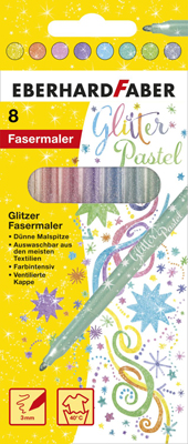 Fasermaler 8ST Glitter Pastell sortiert