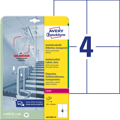 Avery Zweckform L8013REV-10 Folienetiketten 105x148mm ablösbar transparent