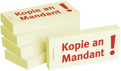 Haftnotiz Kopie an Mandant gel