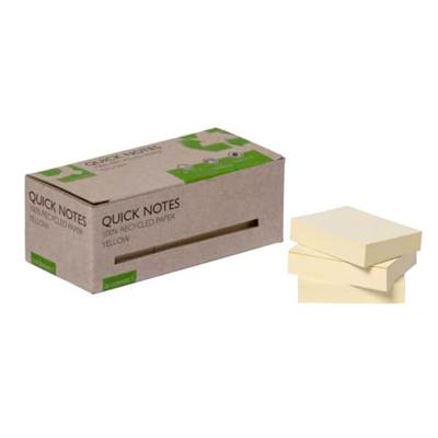 Q-Connect KF197373 Haftnotizblock, 100 Blatt, 38x51mm, gelb VE12