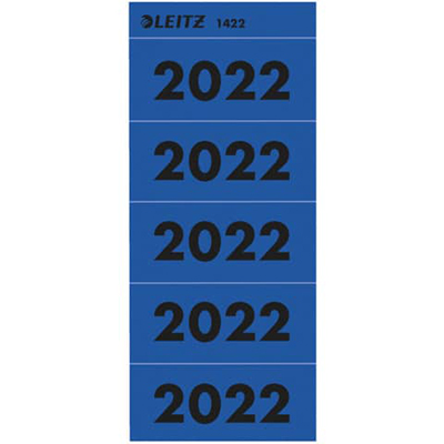 Leitz 1422-00-35 1422 Inhaltsschild Jahrezahlen 2022 - selbstklebend, 100 Stück, blau