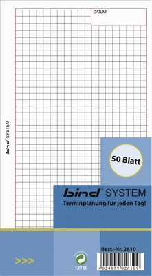 bind® Ersatzeinlage, kariert - A6, 50 Blatt'