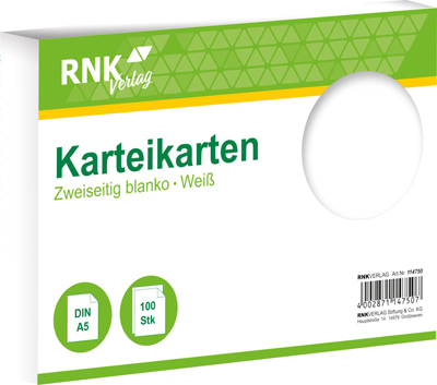 RNK 114750 Karteikarte A5 weiß blanko VE100