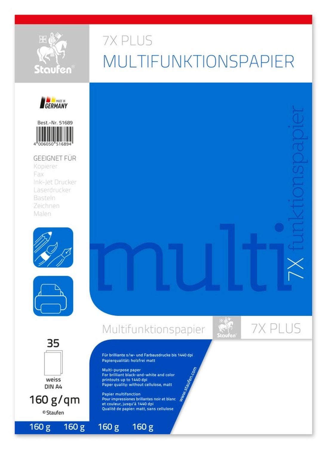 Kopierpapier A4 160g 35BL weiß