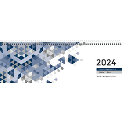 Zettler 602468 Tischquerkalender 146 - 1 Woche / 1 Seite blau 2025