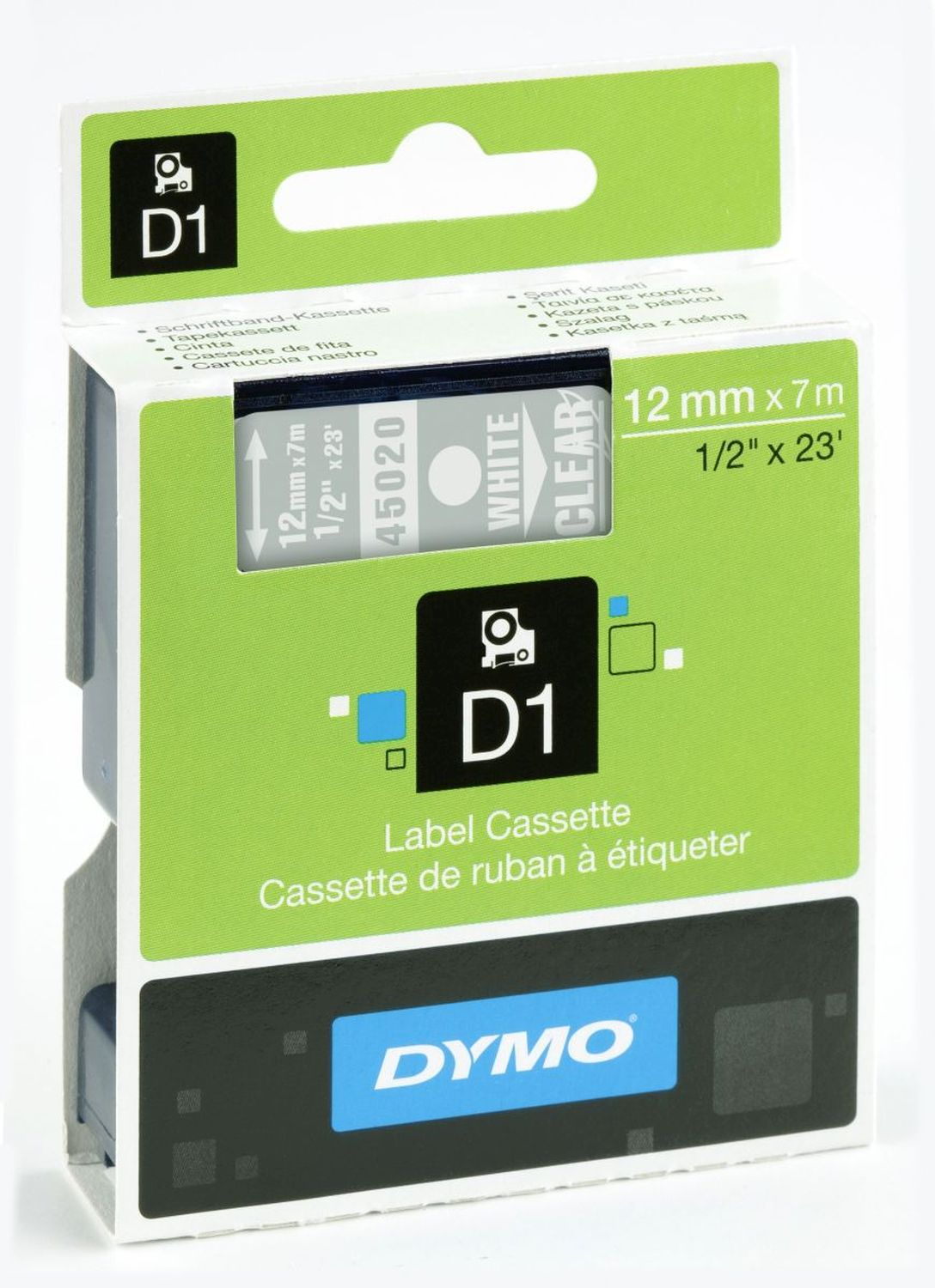 Dymo S0720600 Schriftband 12mmx7m ws/transp.