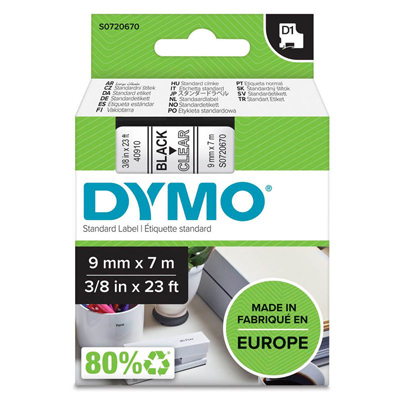 Dymo S0720670  Schriftband 9mm 7m tran/schw