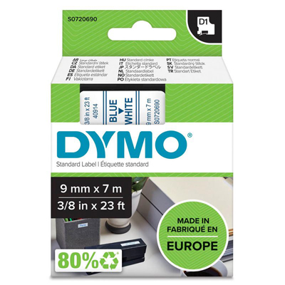 Dymo S0720690 Schriftband 9mm bl/wß