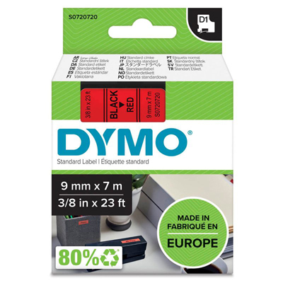 Dymo S0720720 Schriftband 9mm sw/rot