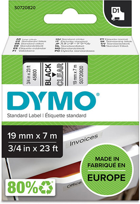 Dymo S0720820 Schriftband 19mm schwarz/transparent