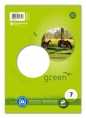 Staufen green 040740007 Spiralblock A5 40Blatt Lin7 VE2