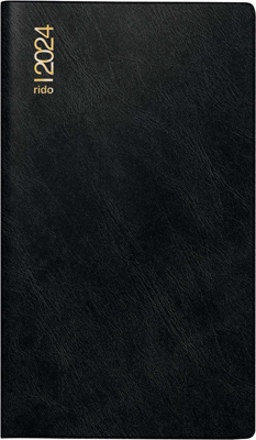 Rido Taschenkalender Miniplaner D15 - 1 Monat/2 Seiten, Blattgröße 8,7 x 15,3 cm, schwarz, Leporello VE3