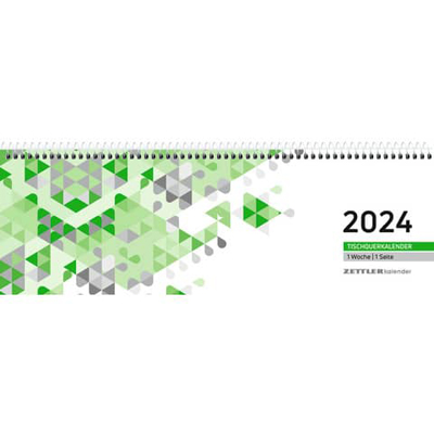 Zettler Tischquerkalender 146 - 1 Woche / 1 Seite, 30 x 10 cm, grün