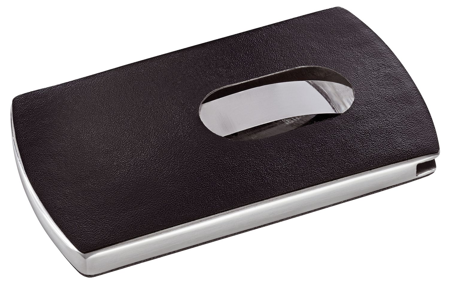 Sigel® Modisch Visitenkarten-Etui Snap - schwarz/silber, Lederoptik