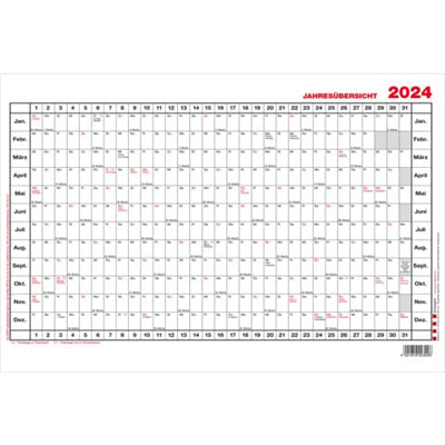 GÜSS 3V Wandkalender Jahresübersicht A3 quer Versand. 1J 1S