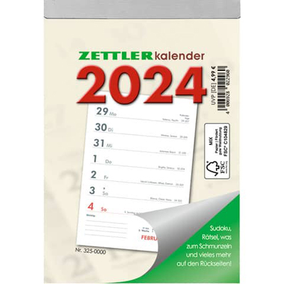 Zettler Wochenabreißkalender 325, 1W/1S 10,5 x 14,6 cm