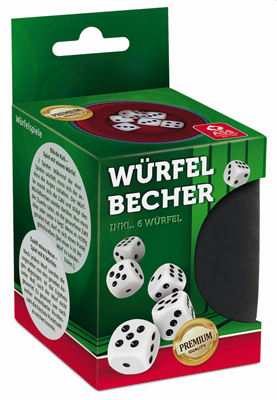 Würfelbecher mit 6 Würfeln